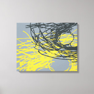 Toile Nid abstrait dans le gris et le jaune