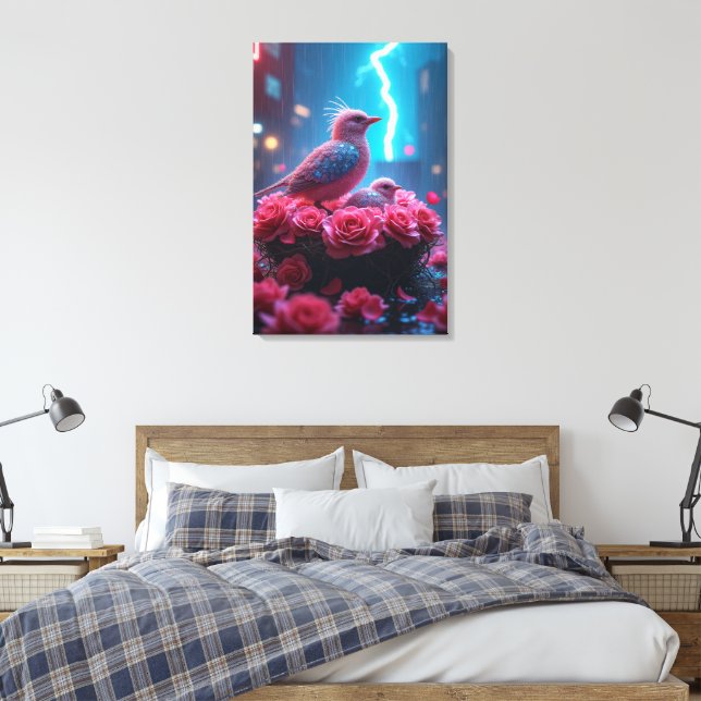 Toile Nid d'oiseau rose sous ciel éclair - Surreal (Insitu(Chambre))