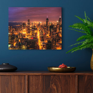 Toile Night cityscape of Chicago