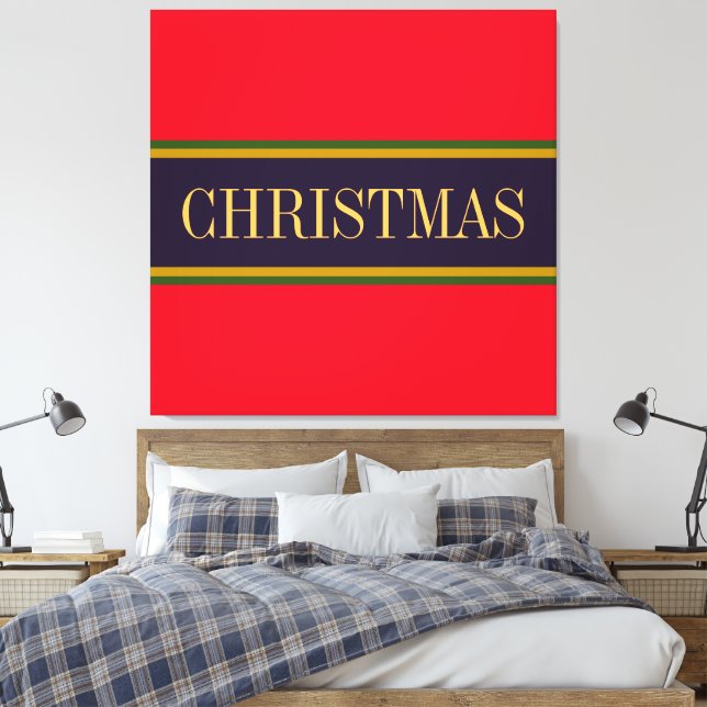 Toile NOËL Festive Bold Rouge clair pourpre rayures (Insitu(Chambre))