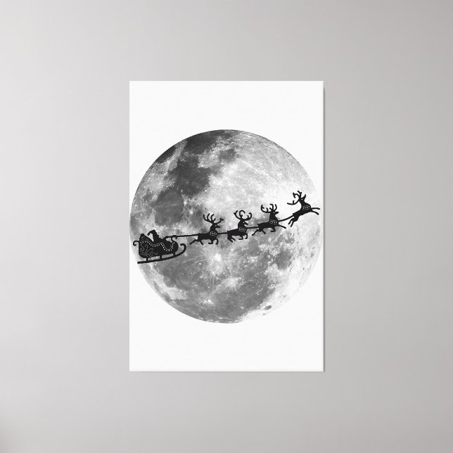 Toile Noël Le Père Noël Passe La Lune (Recto)
