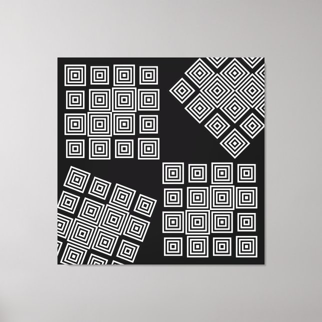 Toile Noir Blanc Moderne Illusion Abstraite Art Géométri (Recto)