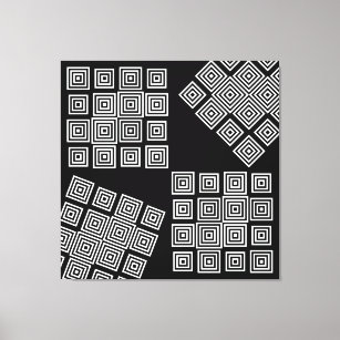 Toile Noir Blanc Moderne Illusion Abstraite Art Géométri