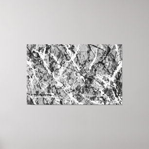Toile NOIR ET BLANC XXV - Peinture d'action -Abstrait-