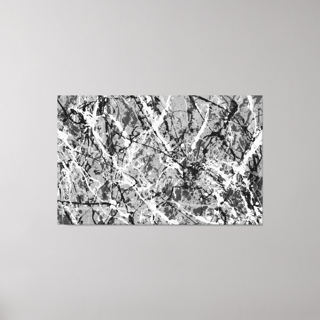 Toile NOIR ET BLANC XXV - Peinture d'action -Abstrait- (Recto)