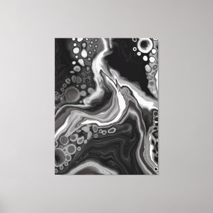 Toile Noir et Marbre blanc Digital Fluid Art