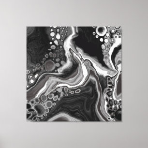 Toile Noir et Marbre blanc Digital Fluid Art
