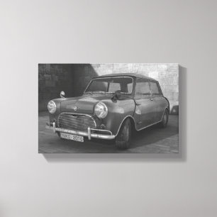 Toile noire et blanche vintage de Mini Cooper
