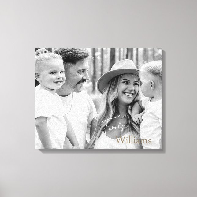 Toile Nom de famille B/W Portrait Grand (Recto)