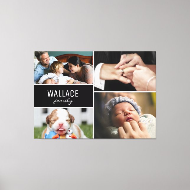 Toile Nom de famille multiple photo collage (Recto)