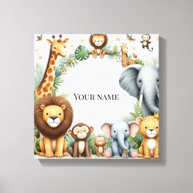 Toile Nom de jungle personnalisé Art animalier pour la n (Recto)