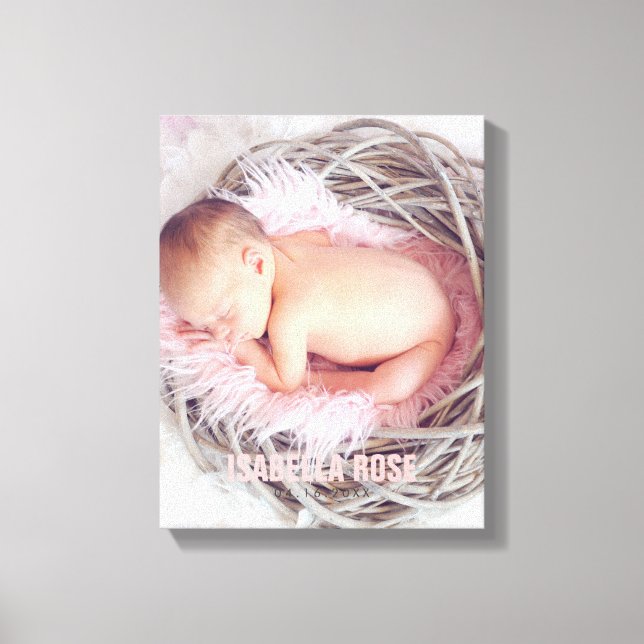 Toile Nom du bébé rose Photo (Recto)