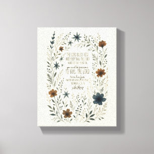 Toile Nombres 6:24–26 Bénédiction sacerdotale Floral vin