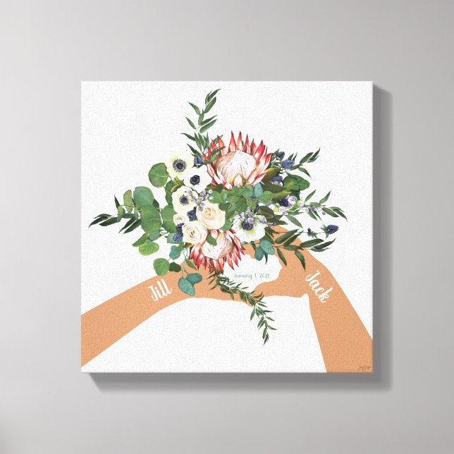 Toile Noms d'art de Bouquet Floral mariage (Recto)