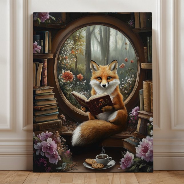 Toile Nook de livre Whimsical Lecture Fox (Créateur téléchargé)