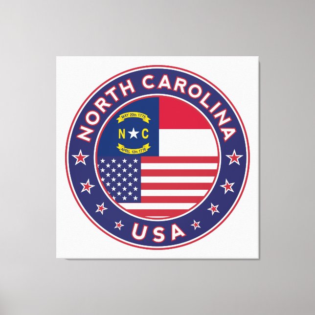 Toile North Carolina, USA States, North Carolina affiche (Recto)
