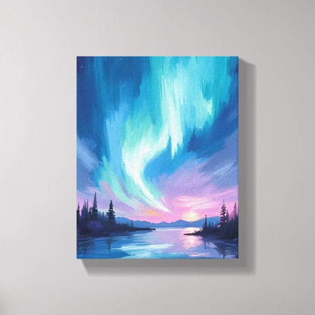 Toile Northern Lights Winter Watercolor (Recto)
