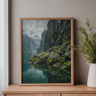 Toile Norway Geirangerfjord Mossy Water Art