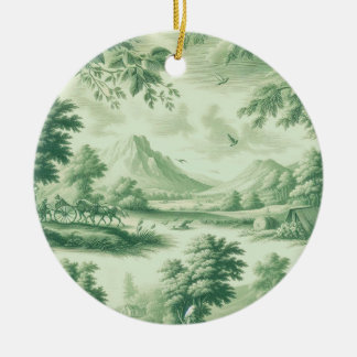 Toile Nostalgic Charm Scenic Ceramic Ornament