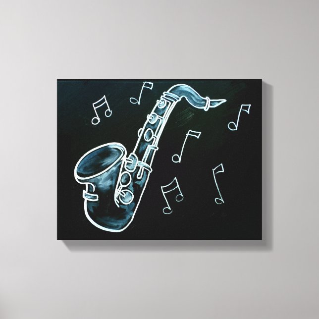 Toile Notes de saxophone et de musique (Recto)