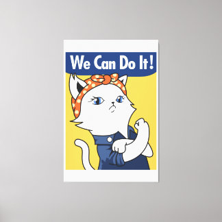 Toile Nous Pouvons Le Faire ! Chat blanc Rosie le Rivete