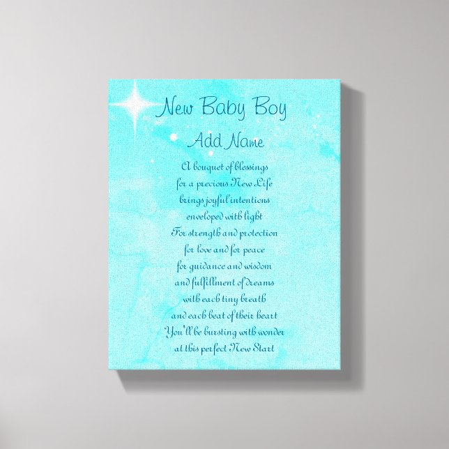 Toile Nouveau bébé personnalisé garçon (Recto)