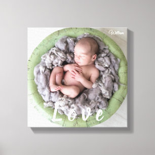 Toile Nouveau-né Bébé Amour Photo Nom personnalisé
