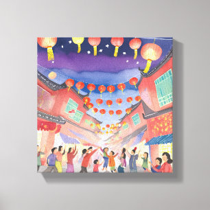 Toile Nouvel an lunaire chinois Aquarelle de fête