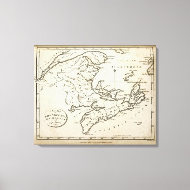 Toile Nouvelle carte de la Nouvelle-Écosse, Nouveau-Brun (Recto)