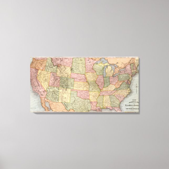 Toile Nouvelle carte ferroviaire des États-Unis (Recto)