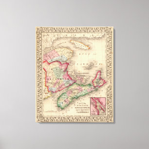Toile Nouvelle-Écosse, Nouveau-Brunswick, Carte par Mitc