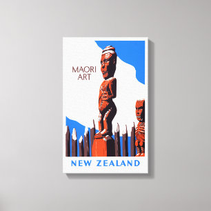 Toile Nouvelle-Zélande Maori Poster vintage restauré