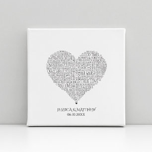 Toile Nuage de mots pour mariages et anniversaires