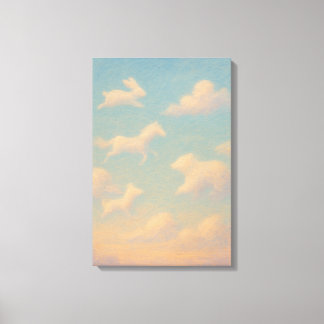 Toile Nuages Animaux Pastel Rêveur