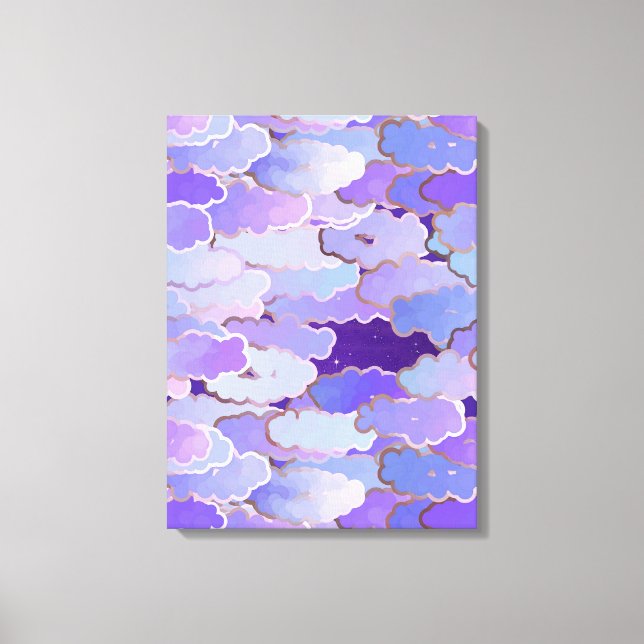 Toile Nuages japonais, crépuscule, violet et violet prof (Recto)