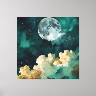 Toile Nuages sous la lune