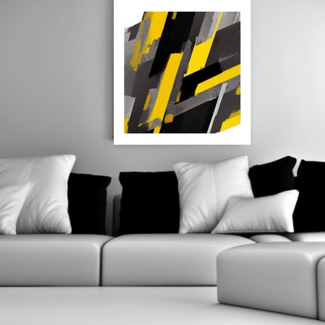 Toile Nuances de gris et de jaune Abstrait (Créateur téléchargé)