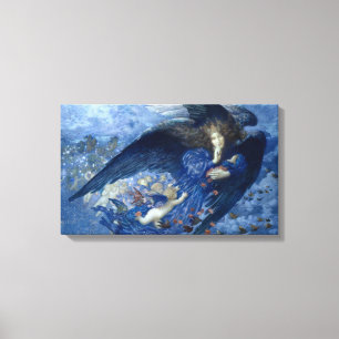 Toile Nuit avec son Train des Etoiles (Ange avec Cherubs