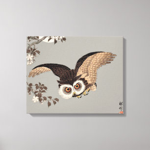 Toile Nuit Japonaise Chouette Lune Bois Coupe Flying Nig