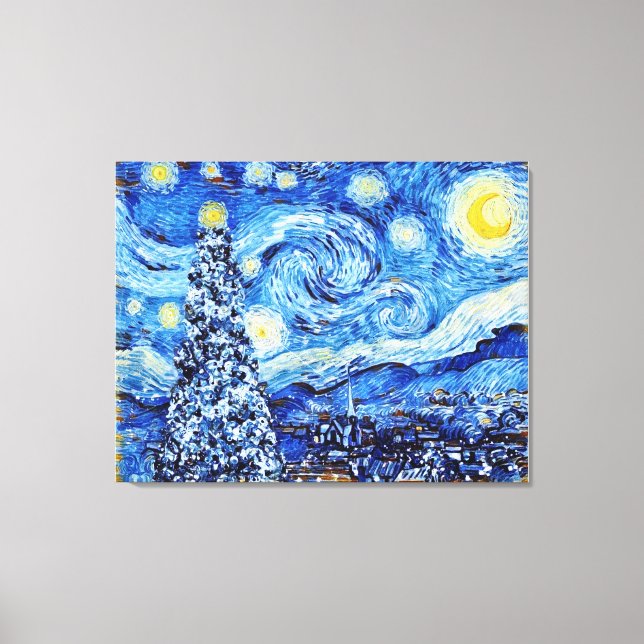 Toile Nuit Van Gogh Starry - Arbre de Noël blanc (Recto)