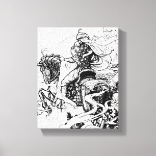 Toile Nuits Arabes Chevalier et Princesse à cheval