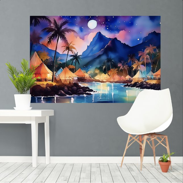 Toile nuits tropicales 2 aquarelles art XL (Créateur téléchargé)