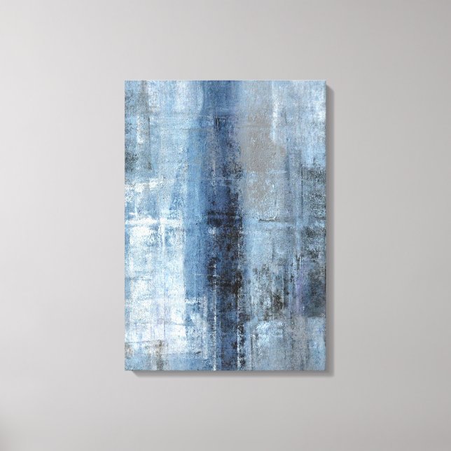 Toile 'Number One' Bleu et gris Art Abstrait Imprimer (Recto)