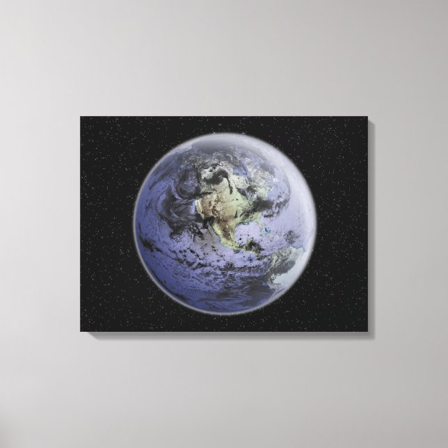 Toile numériquement image améliorée de la Terre entière (Recto)
