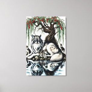 Toile Oasis de la famille des loups sereins dans la natu