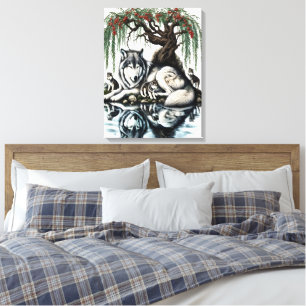 Toile Oasis de la famille des loups sereins dans la natu