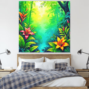 Toile Oasis de la jungle tropicale luxuriante