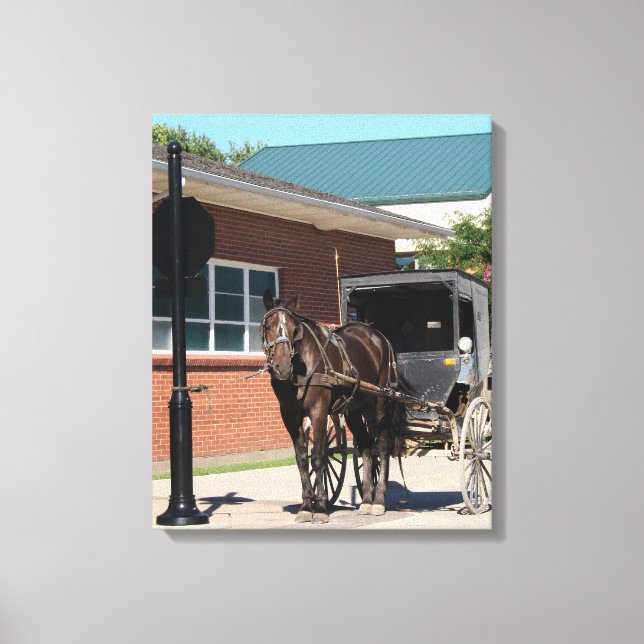 Toile Obey All Stop Signes, Amish Horse et Buggy (Recto)