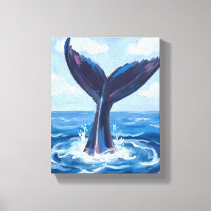 Toile Observation des baleines Aquarelle d'eau de l'oc