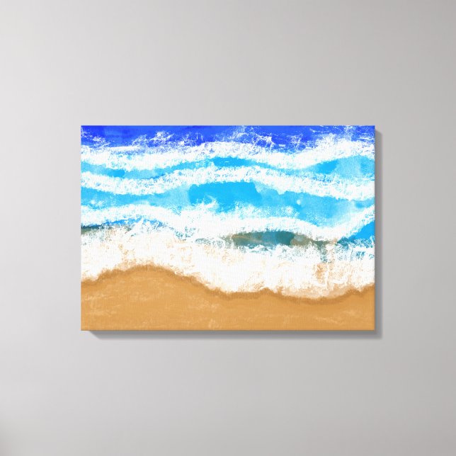 Toile Ocean Art, Vagues en mousse blanche sur une plage  (Recto)